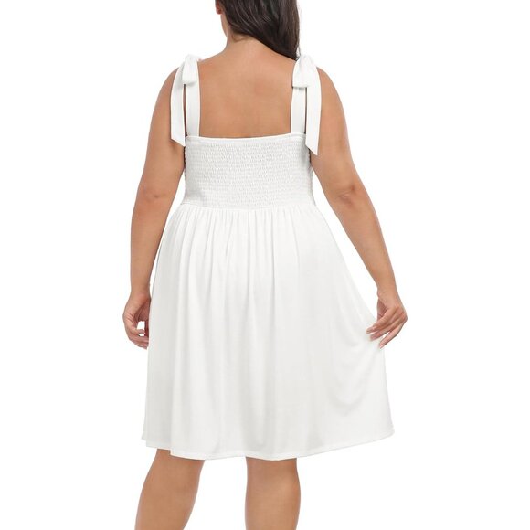 Plus Size Women's Romper Dress with Pockets Built-in Shorts Adjustable Straps - Picture 5 of 7